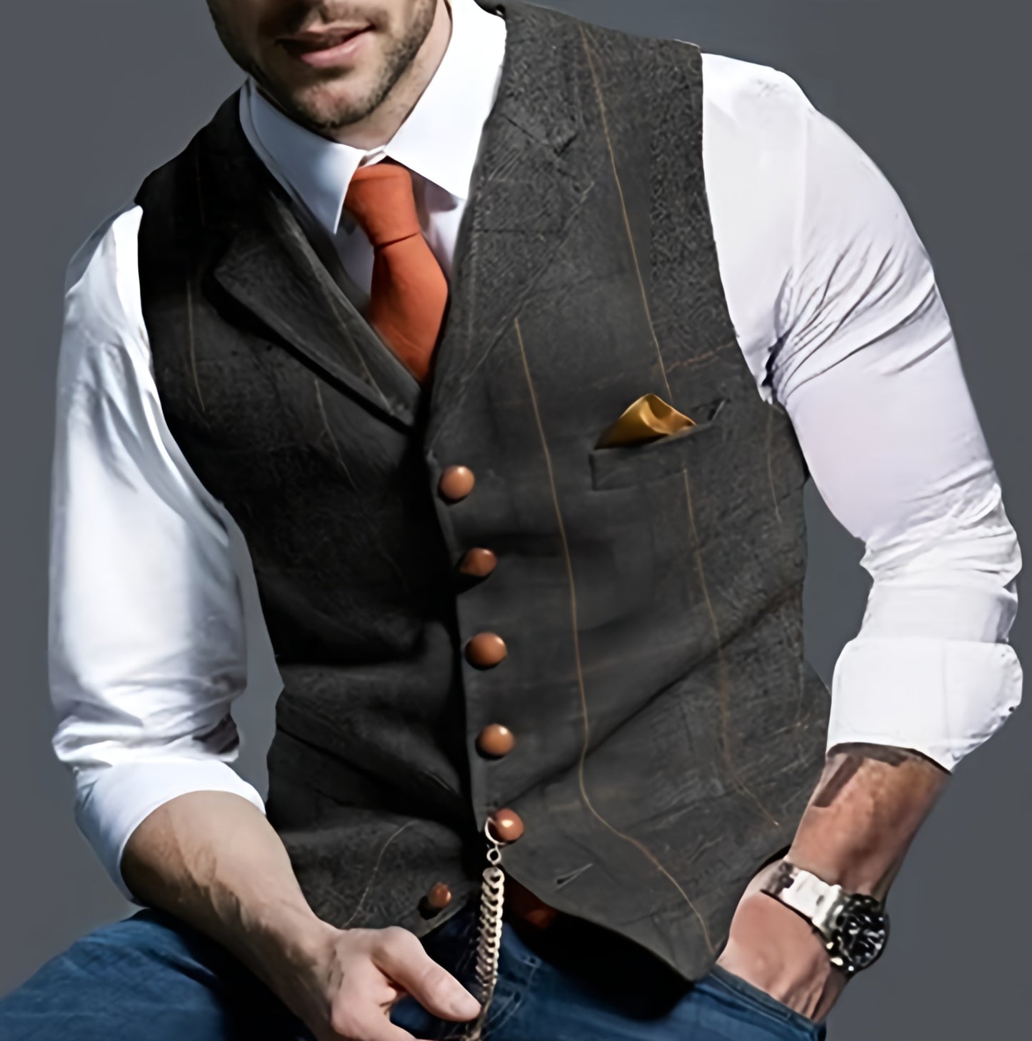 Men's Knitted Waistcoat | Zip Up Longline Fit