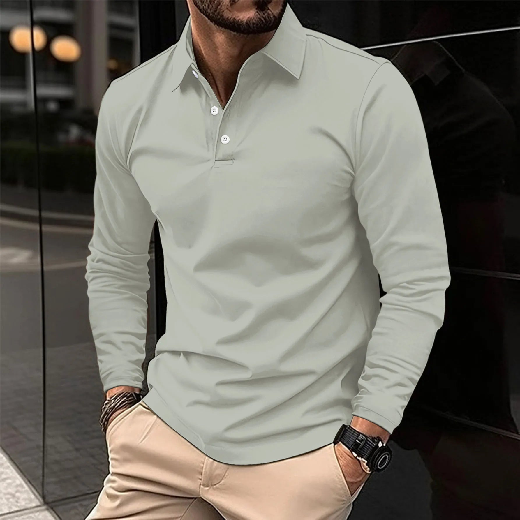 Men's Polo Shirt | Long Sleeve Slim Fit-Levorel