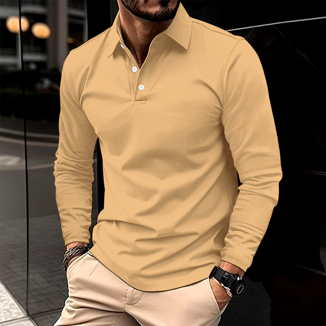 Men's Polo Shirt | Long Sleeve Slim Fit-Levorel