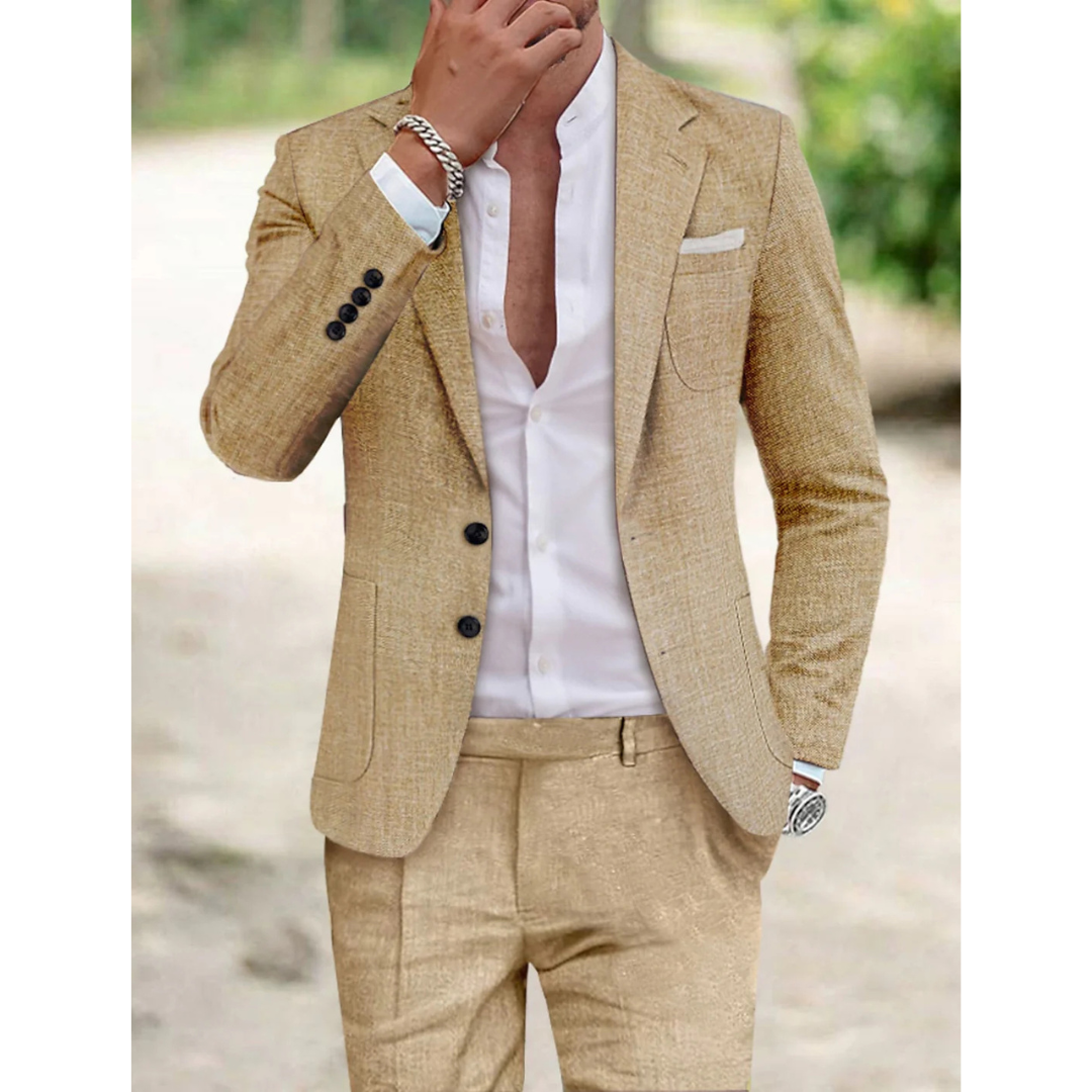 Men's Summer Suit | Linen Blend Slim Fit-Levorel