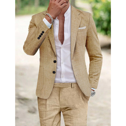 Men's Summer Suit | Linen Blend Slim Fit-Levorel