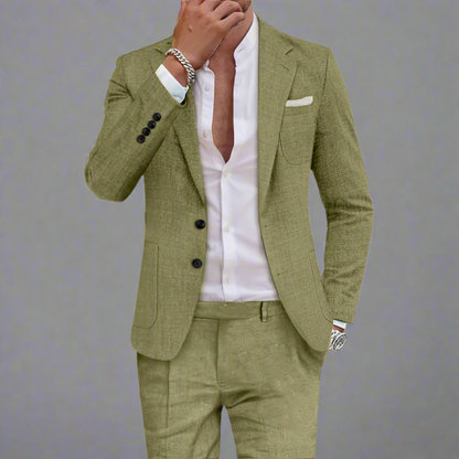 Men's Summer Suit | Linen Blend Slim Fit-Levorel
