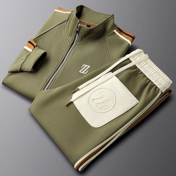 Men's Two-Piece Tracksuit Set | Zippered Jacket Trouser-Levorel
