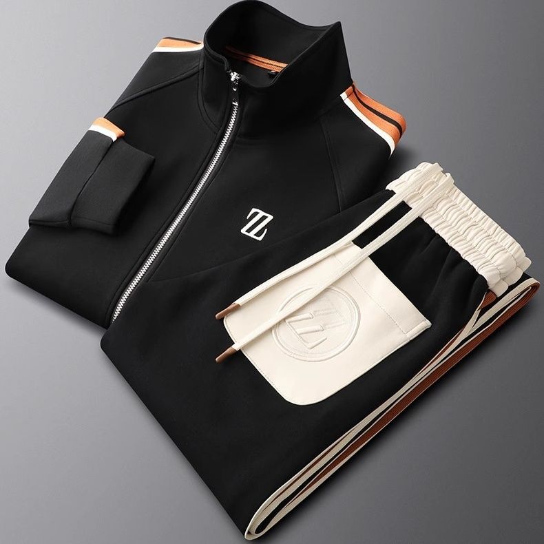 Men's Two-Piece Tracksuit Set | Zippered Jacket Trouser-Levorel