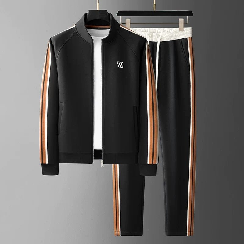Men's Two-Piece Tracksuit Set | Zippered Jacket Trouser-Levorel