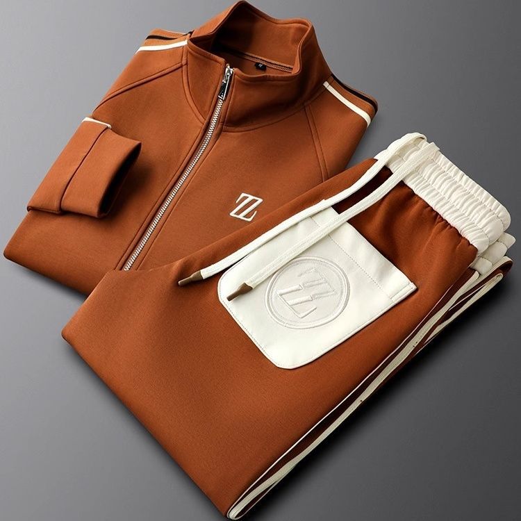 Men's Two-Piece Tracksuit Set | Zippered Jacket Trouser-Levorel