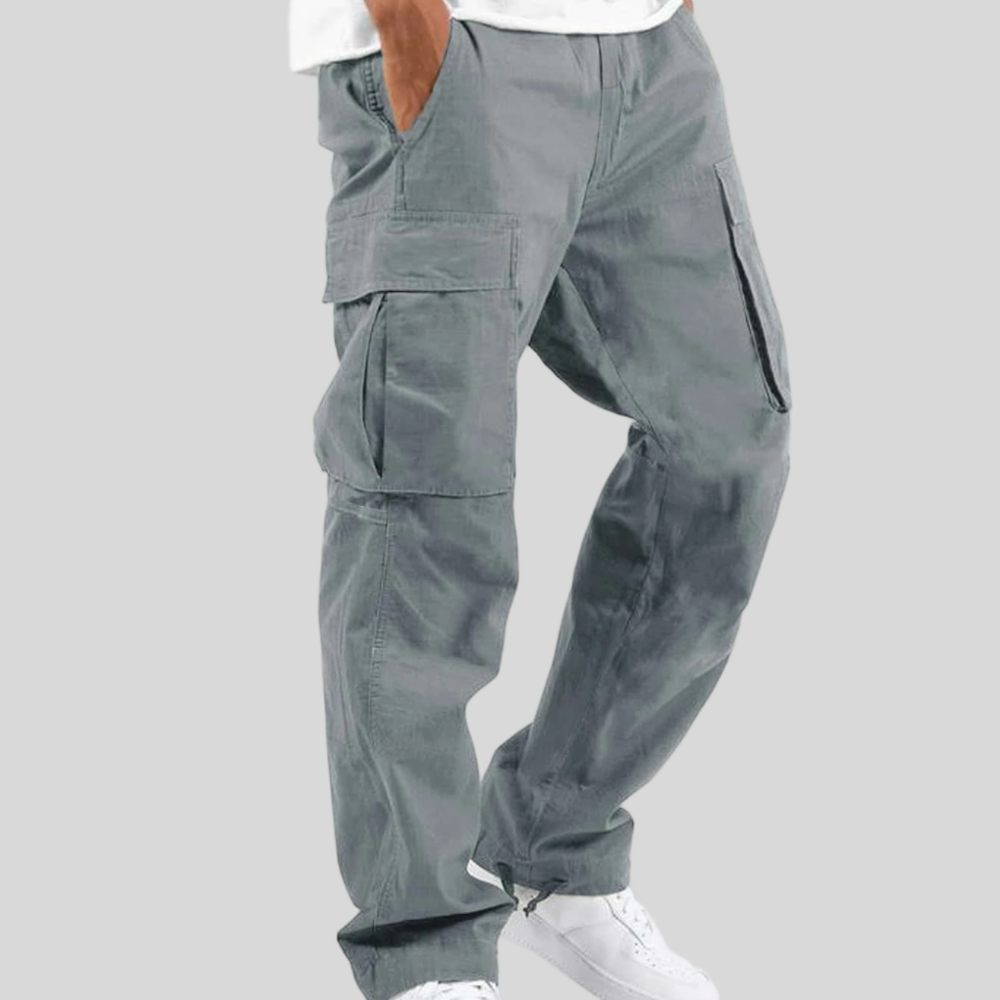Mens Cargo Pants Relaxed Fit Utility Pockets Casual Straight-Leg 1