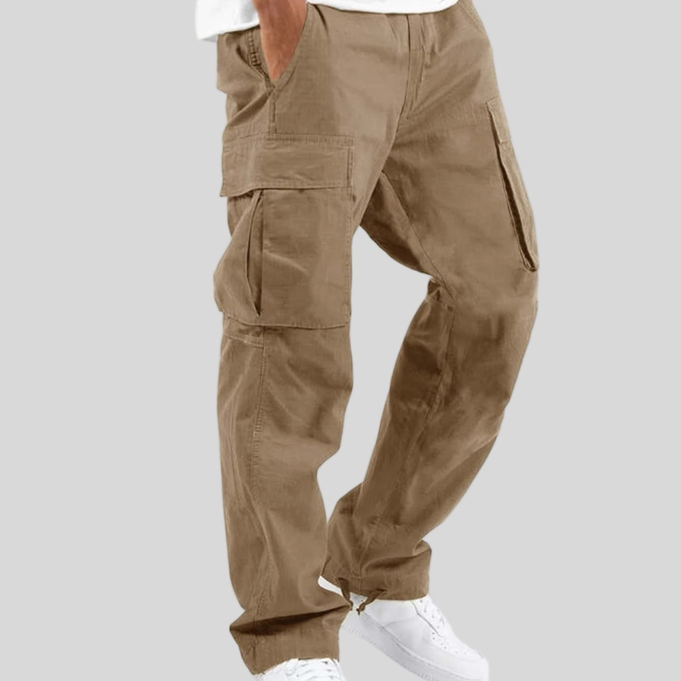 Mens Cargo Pants Relaxed Fit Utility Pockets Casual Straight-Leg 2