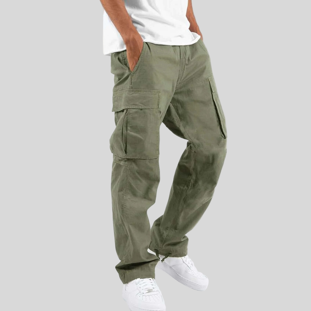 Mens Cargo Pants Relaxed Fit Utility Pockets Casual Straight-Leg 3