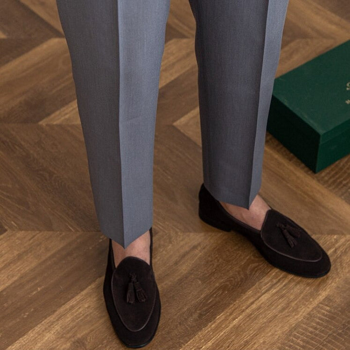 Men's Wide Leg Work Trousers | High Waist Pleated