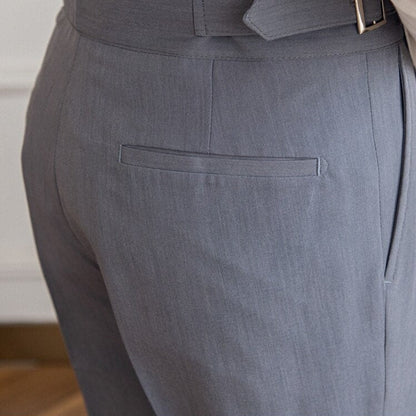 Men's Wide Leg Work Trousers | High Waist Pleated