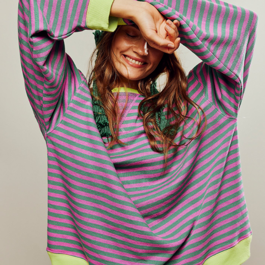 Oversized Striped Sweater Cozy Jumper for Women 0