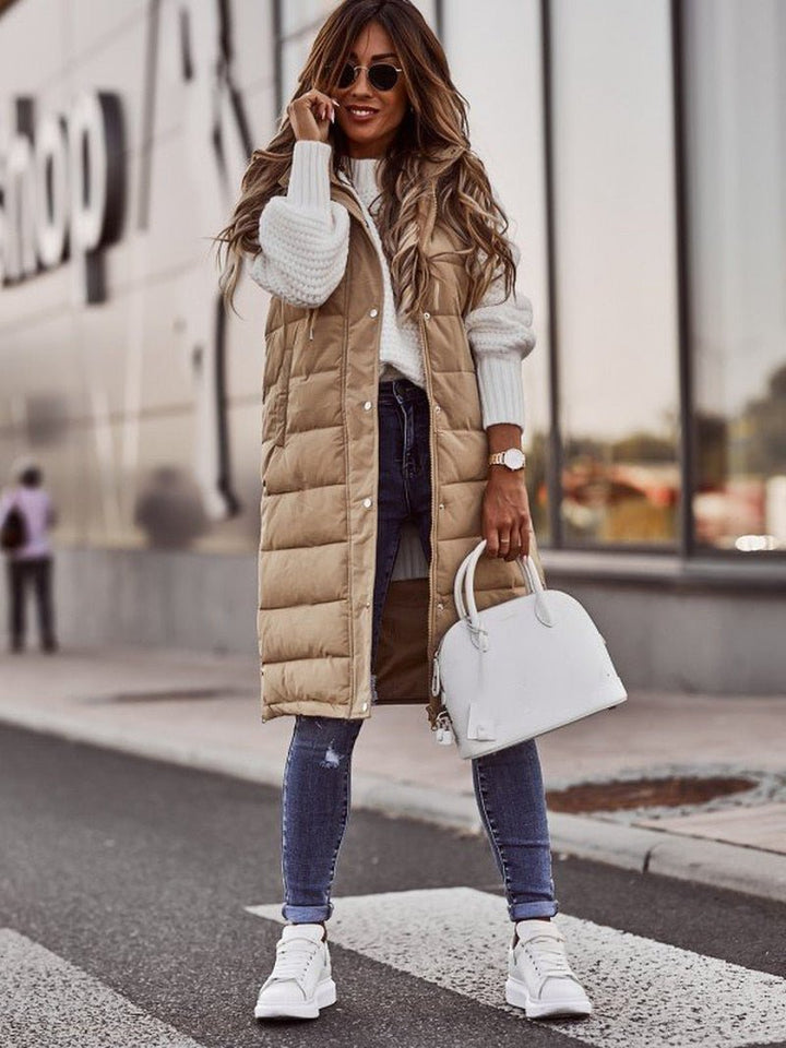 Women's Puffer Vest | Long Hooded Lightweight