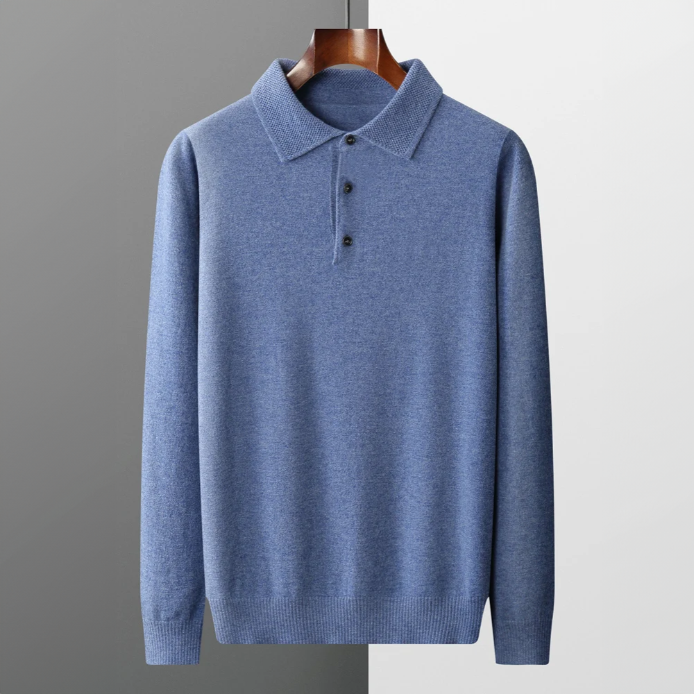 Polo Sweater – Natural-Fiber Blend Collar & Light Warmth - Image 2