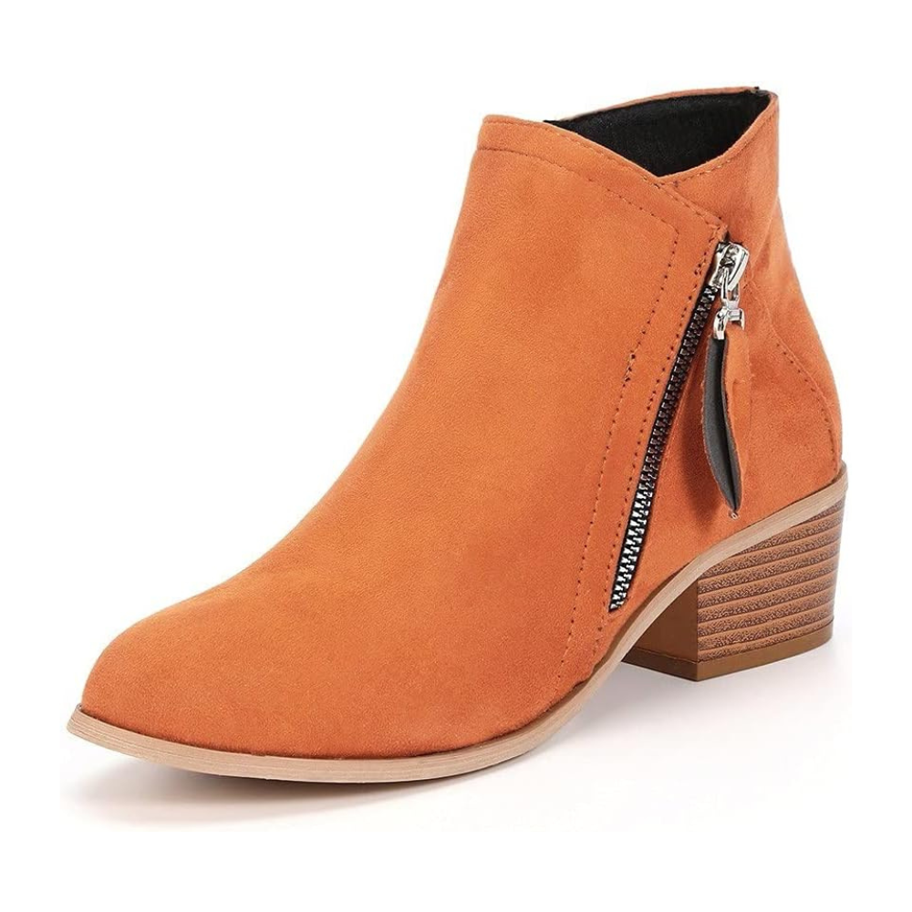 Women's Ankle Heeled Boots | Zipper Closed Toe