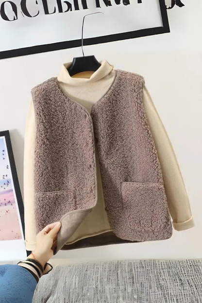 Women's Knitted Fleece Vest | Soft Sleeveless