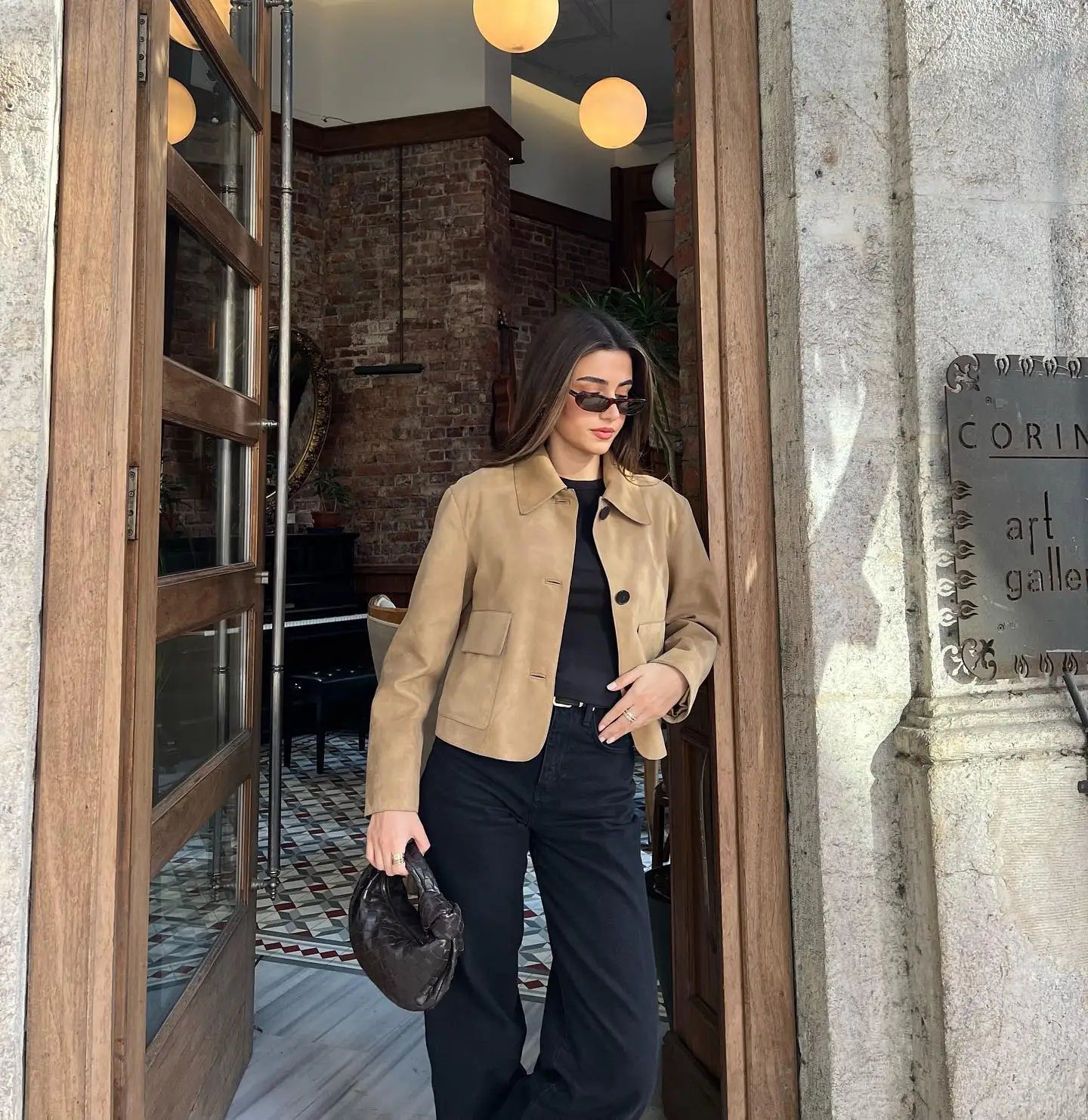 Women Suede Jacket | Short Tailored Button Style