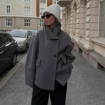 Women Casual Winter Peacoat High Collar Chic