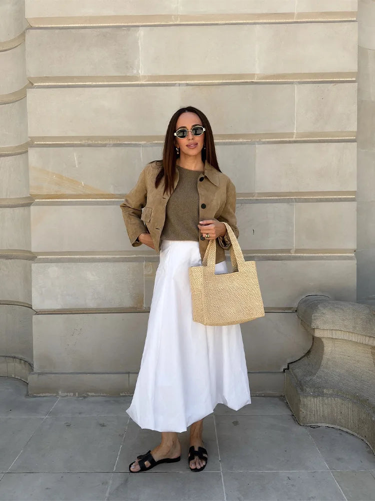 Women Suede Jacket | Short Tailored Button Style