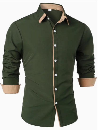 Men's Slim Fit Casual Shirt | Button Down Long Sleeve