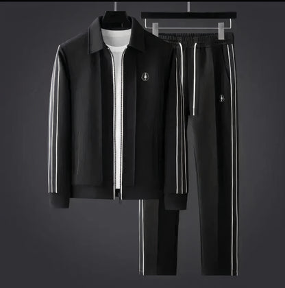 Men's Two-Piece Tracksuit Set | Zippered Jacket and Trousers
