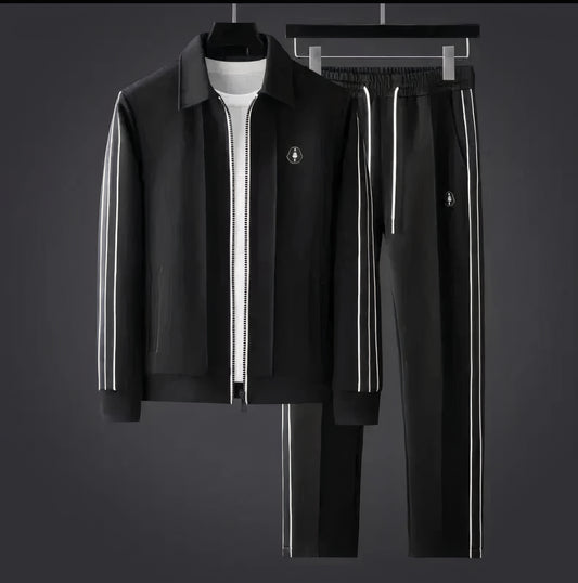 Men's Two-Piece Tracksuit Set | Zippered Jacket and Trousers
