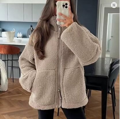 Women's Fluffy Teddy Jacket | Warm Padded Winter Coat