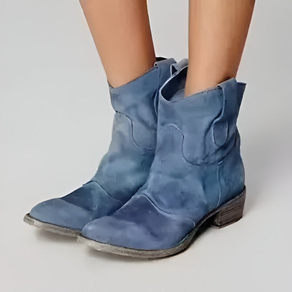 Women’s Suede Western Ankle Boots | Cowboy Pull-On