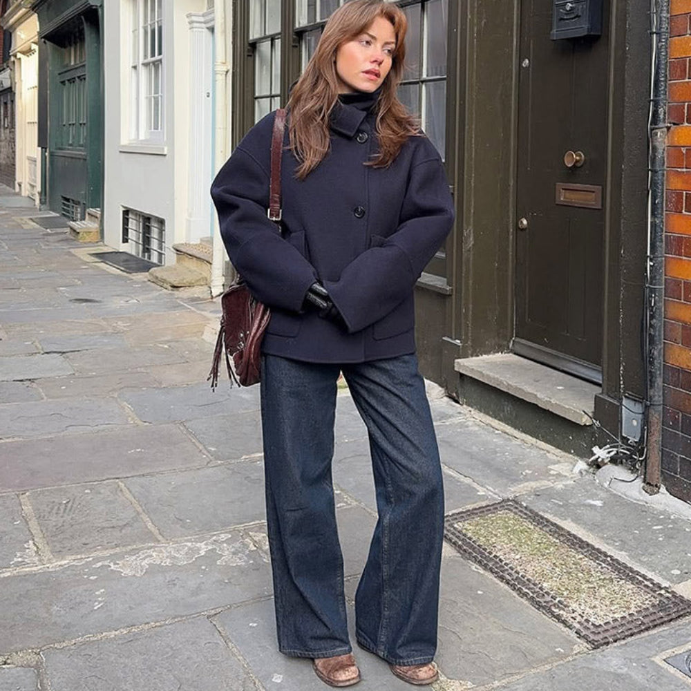 Women Casual Winter Peacoat High Collar Chic