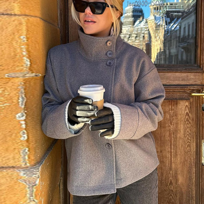 Women Casual Winter Peacoat High Collar Chic