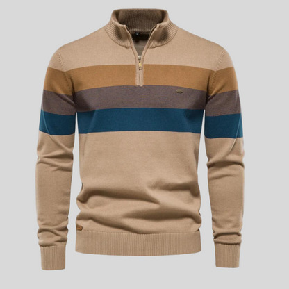 Soft-Blend Sweater – Striped Surface & Zip Ventilation - Image 4