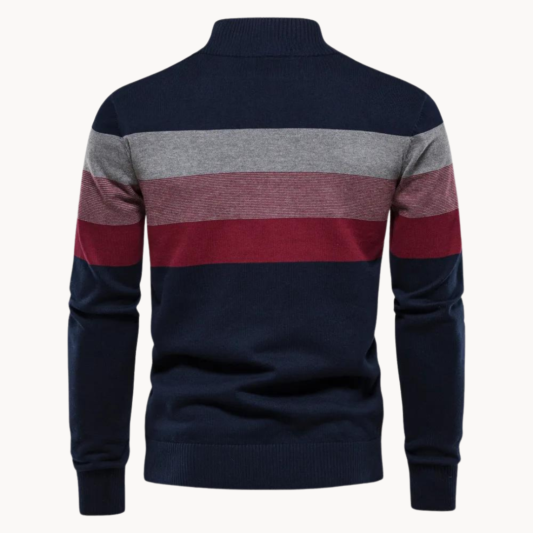 Soft-Blend Sweater – Striped Surface & Zip Ventilation - Image 5
