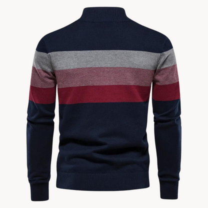 Soft-Blend Sweater – Striped Surface & Zip Ventilation - Image 5