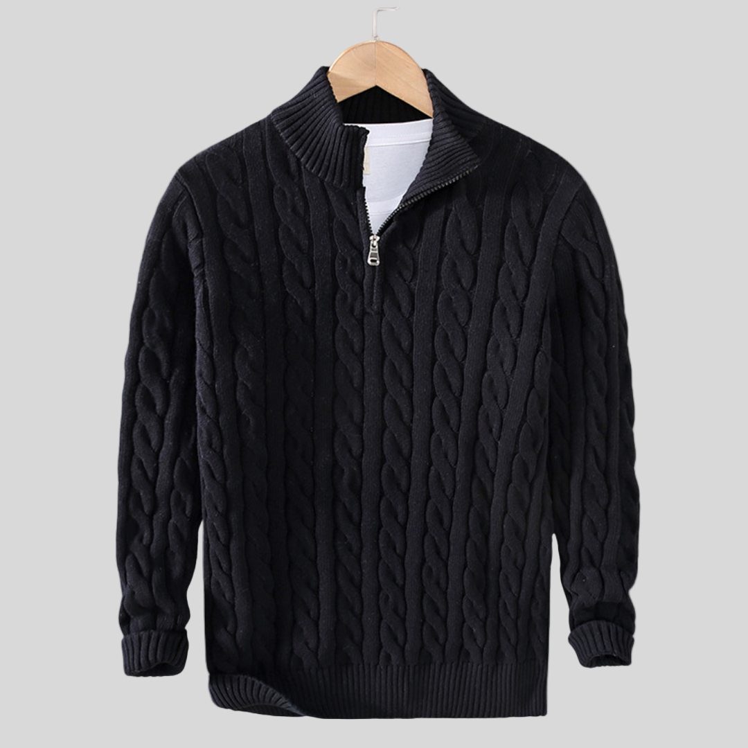 Spun Blend Sweater – High Collar And Half Zip Venting - Image 2