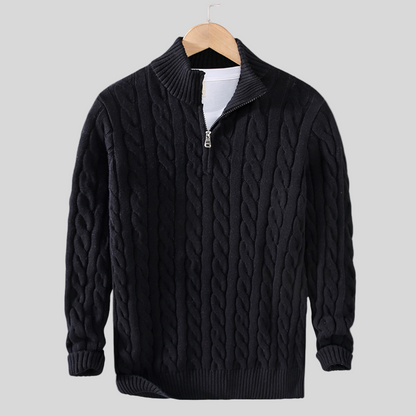 Spun Blend Sweater – High Collar And Half Zip Venting - Image 2