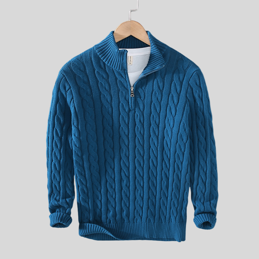 Spun Blend Sweater – High Collar And Half Zip Venting - Image 3