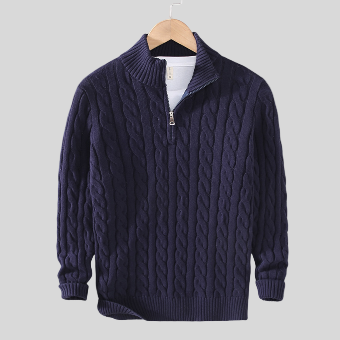 Spun Blend Sweater – High Collar And Half Zip Venting - Image 4
