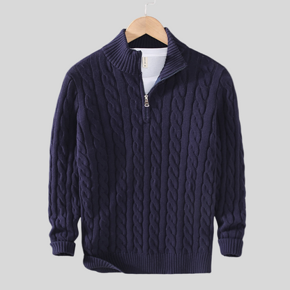 Spun Blend Sweater – High Collar And Half Zip Venting - Image 4