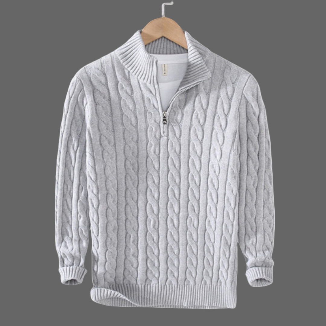 Spun Blend Sweater – High Collar And Half Zip Venting