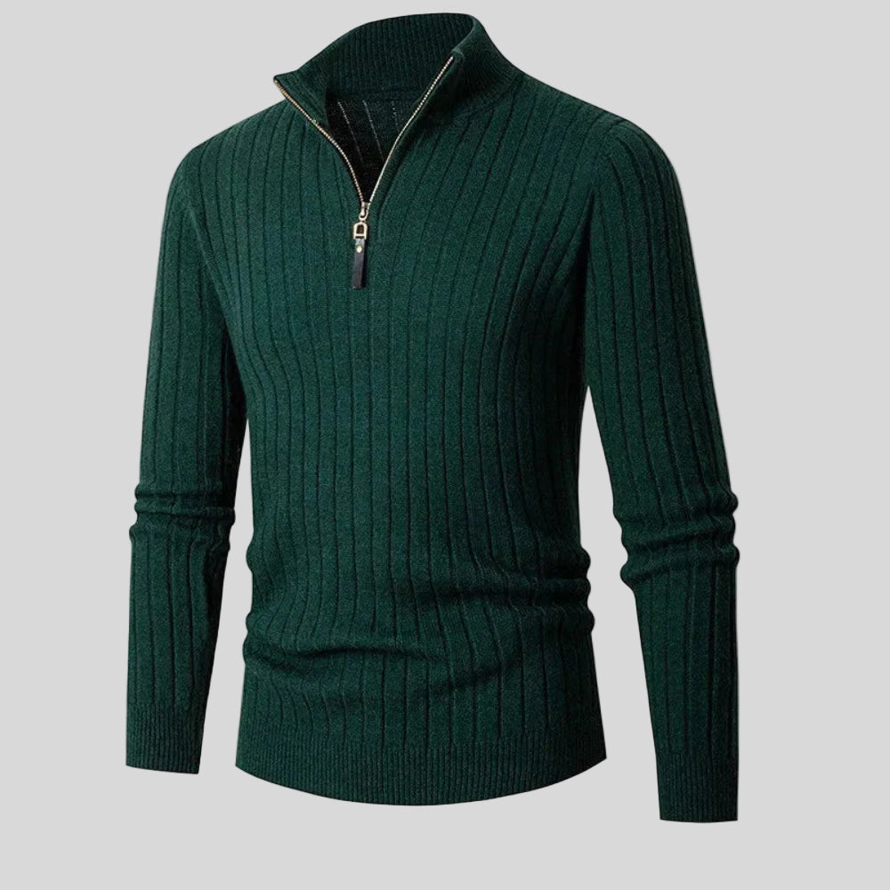 Sweater - High Collar Spun Blend & Half Zip Adjusts Fit - Image 10