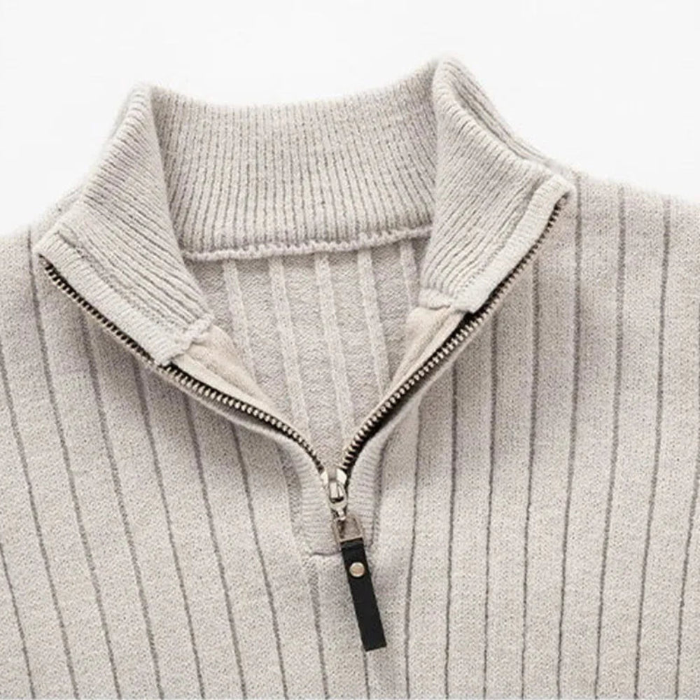 Sweater - High Collar Spun Blend & Half Zip Adjusts Fit - Image 2