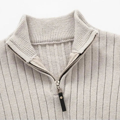 Sweater - High Collar Spun Blend & Half Zip Adjusts Fit - Image 2