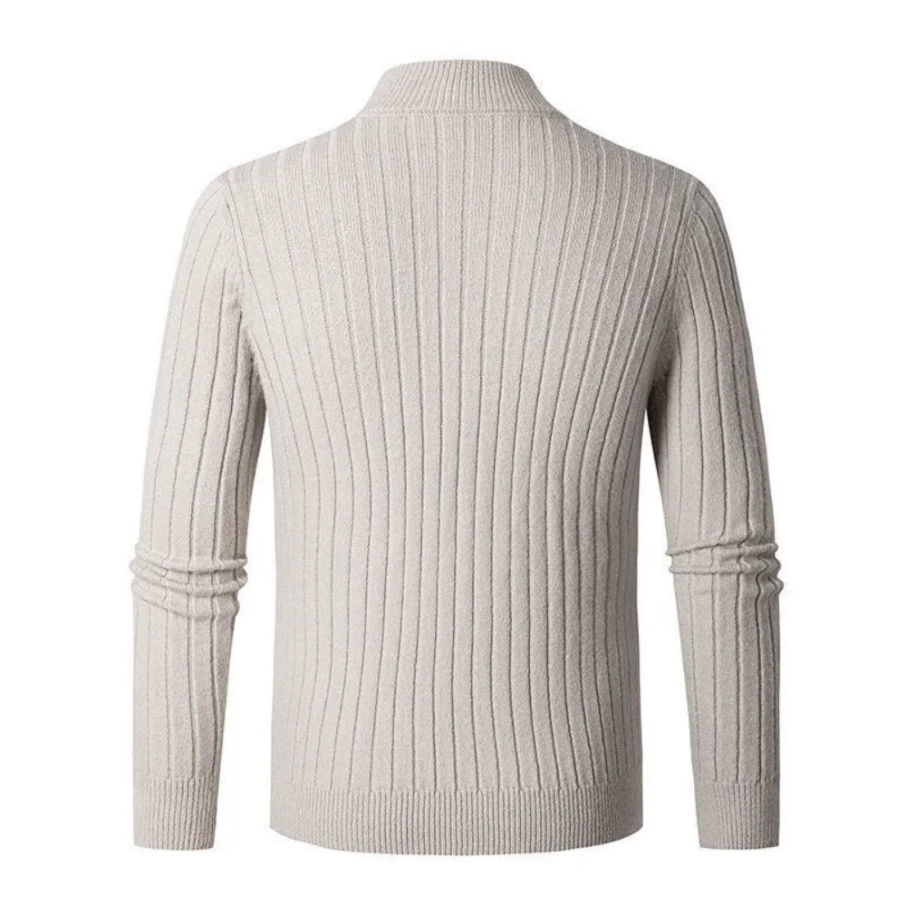 Sweater - High Collar Spun Blend & Half Zip Adjusts Fit - Image 3
