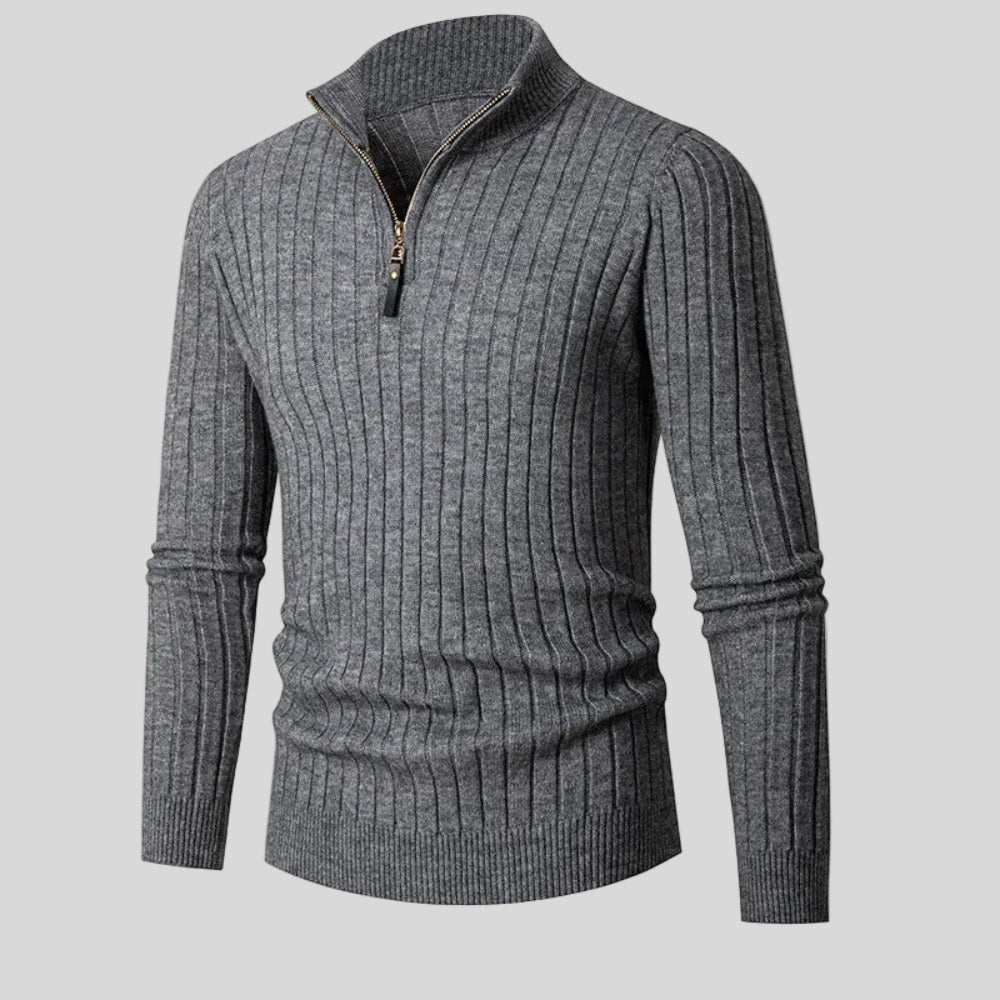 Sweater - High Collar Spun Blend & Half Zip Adjusts Fit - Image 7