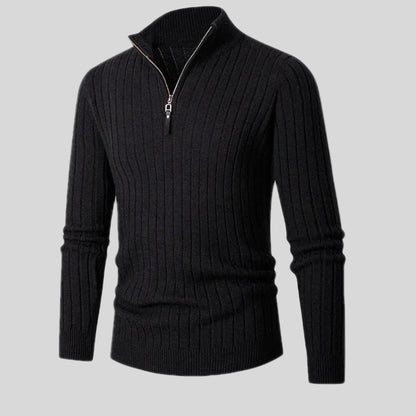 Sweater - High Collar Spun Blend & Half Zip Adjusts Fit - Image 8