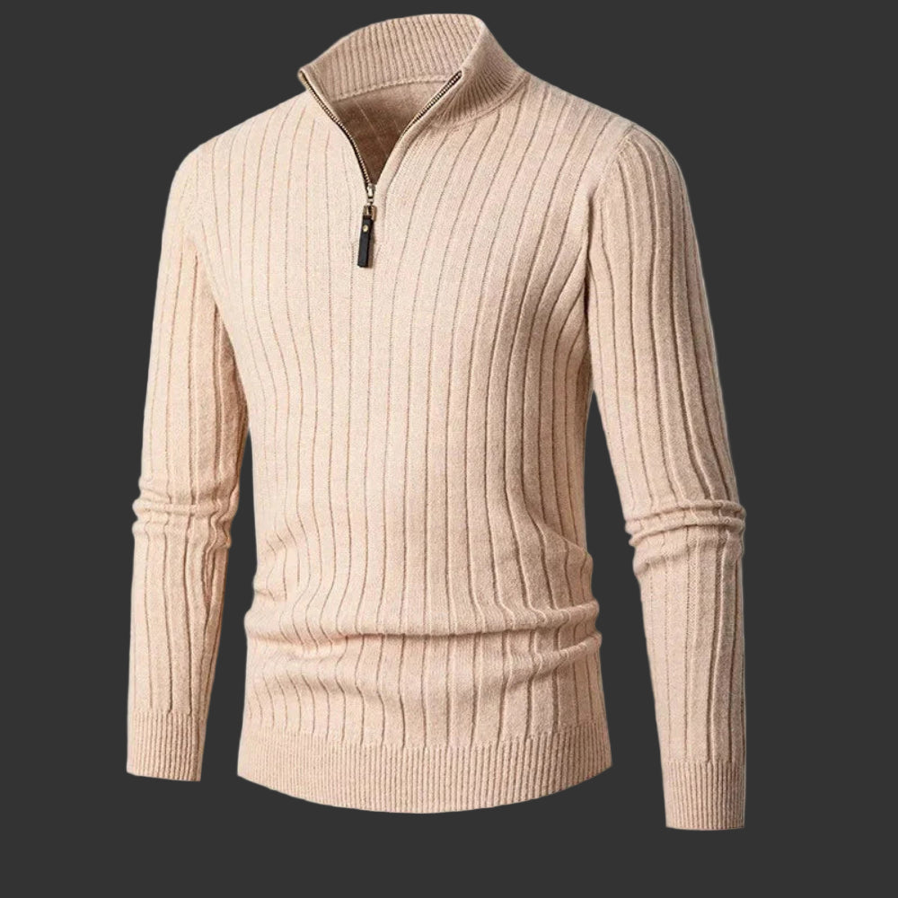 Sweater - High Collar Spun Blend & Half Zip Adjusts Fit - Image 9