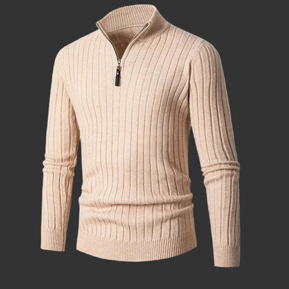 Sweater - High Collar Spun Blend & Half Zip Adjusts Fit - Image 9