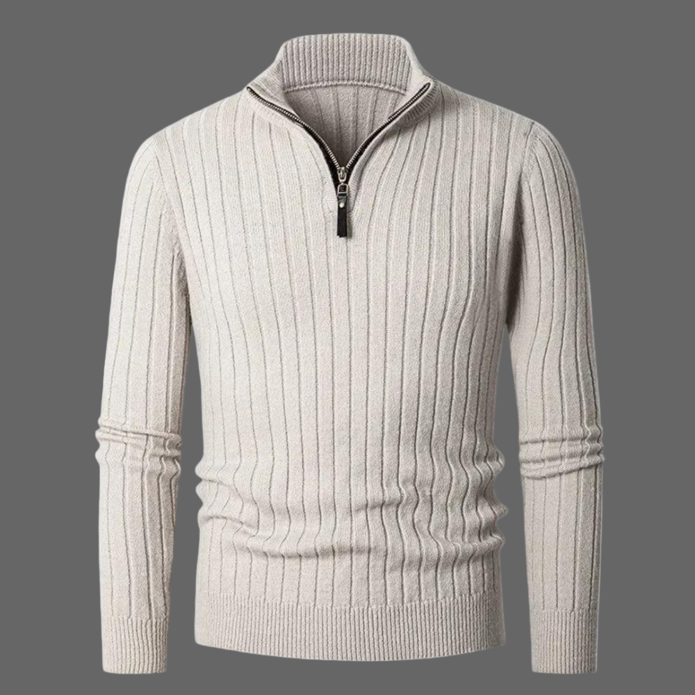 Sweater - High Collar Spun Blend & Half Zip Adjusts Fit