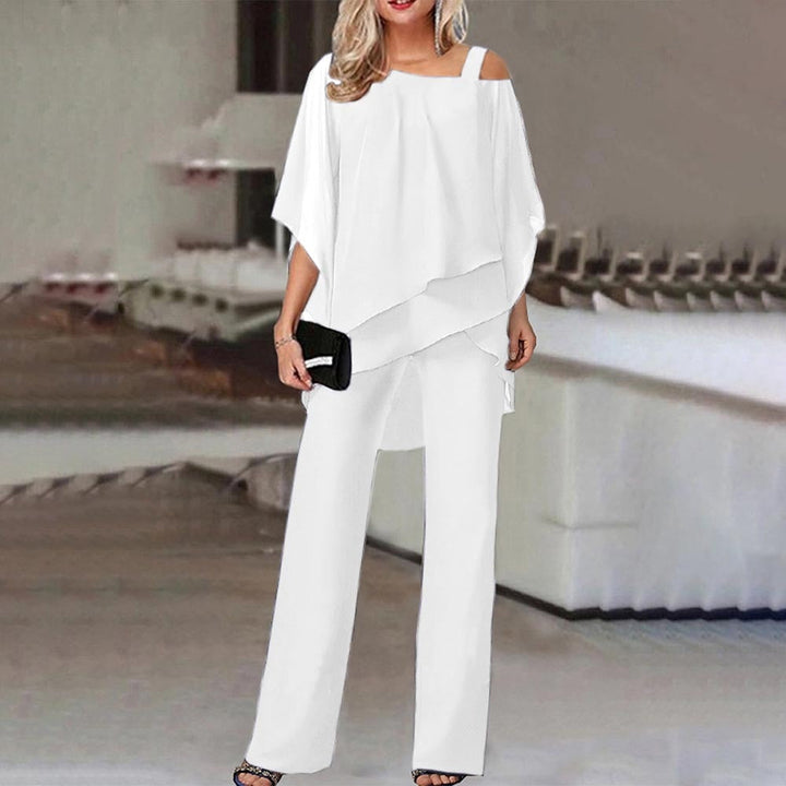 Women's Off-Shoulder Two Piece Set | Loose Fit Wide Leg