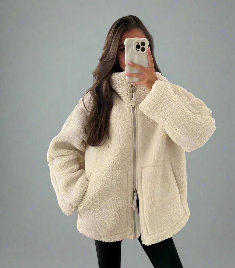 Women's Fluffy Teddy Jacket | Warm Padded Winter Coat